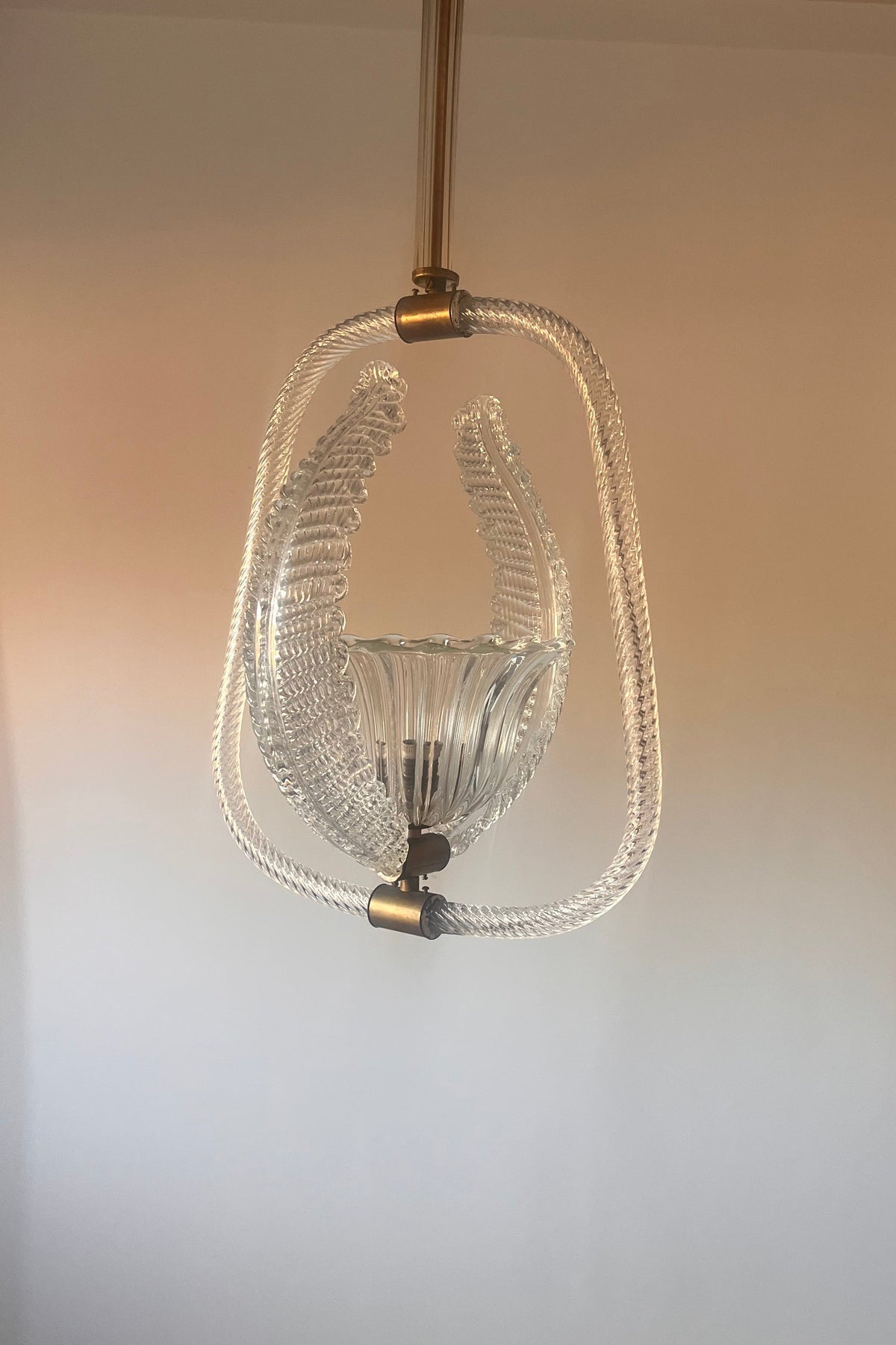Murano Glass Pendant Light Attributed to Barovier & Toso, circa 1930–1950