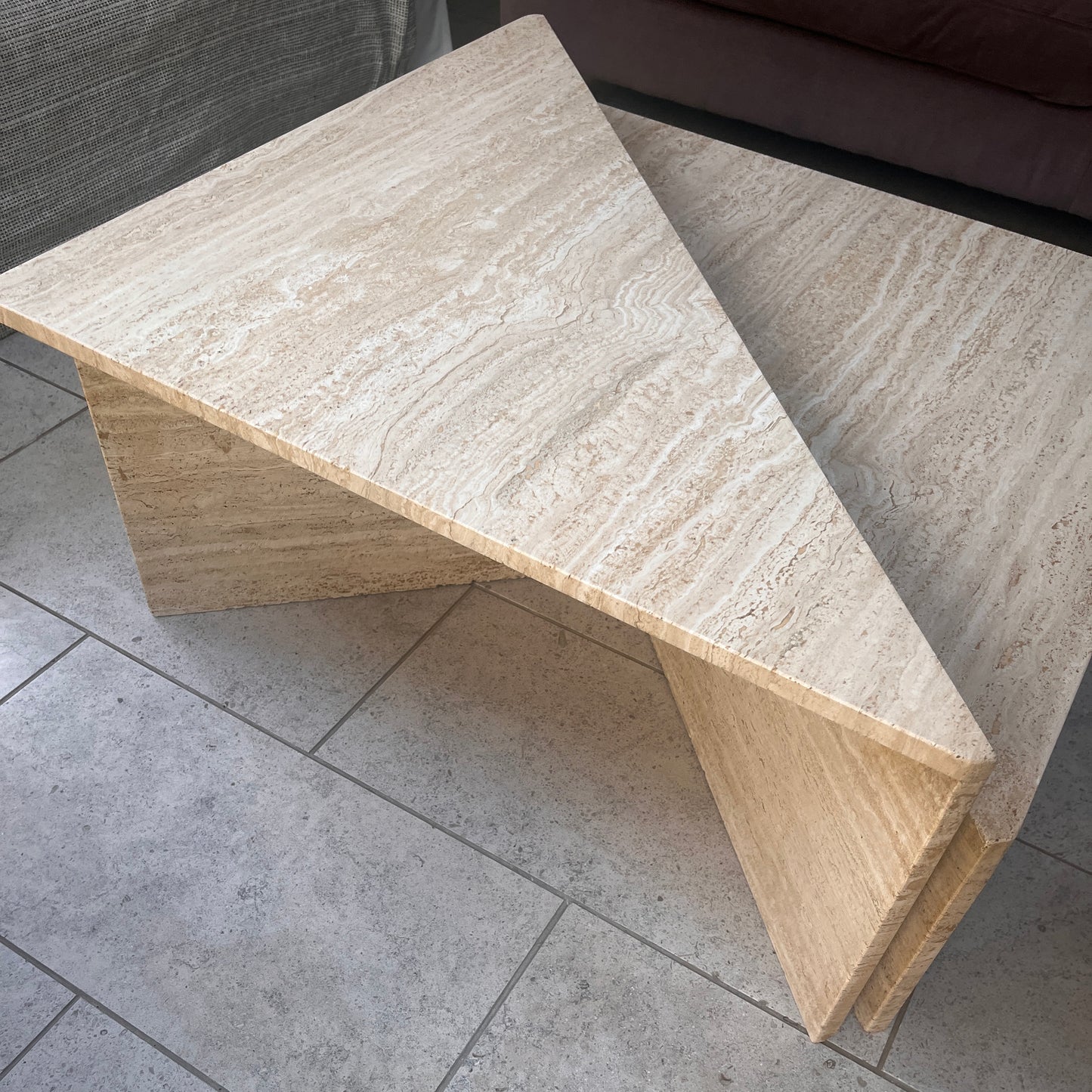 Italian Travertine Modular Table By UP&UP C 1970