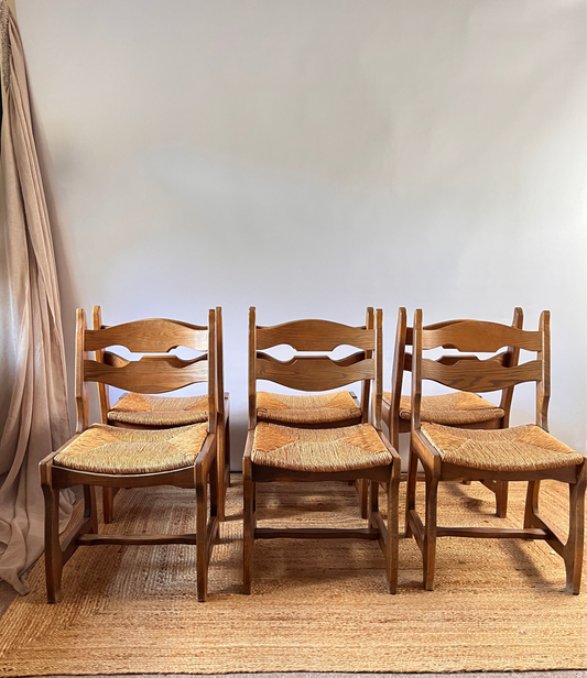 Guillerme and Chambron Razor Back Chairs x 6