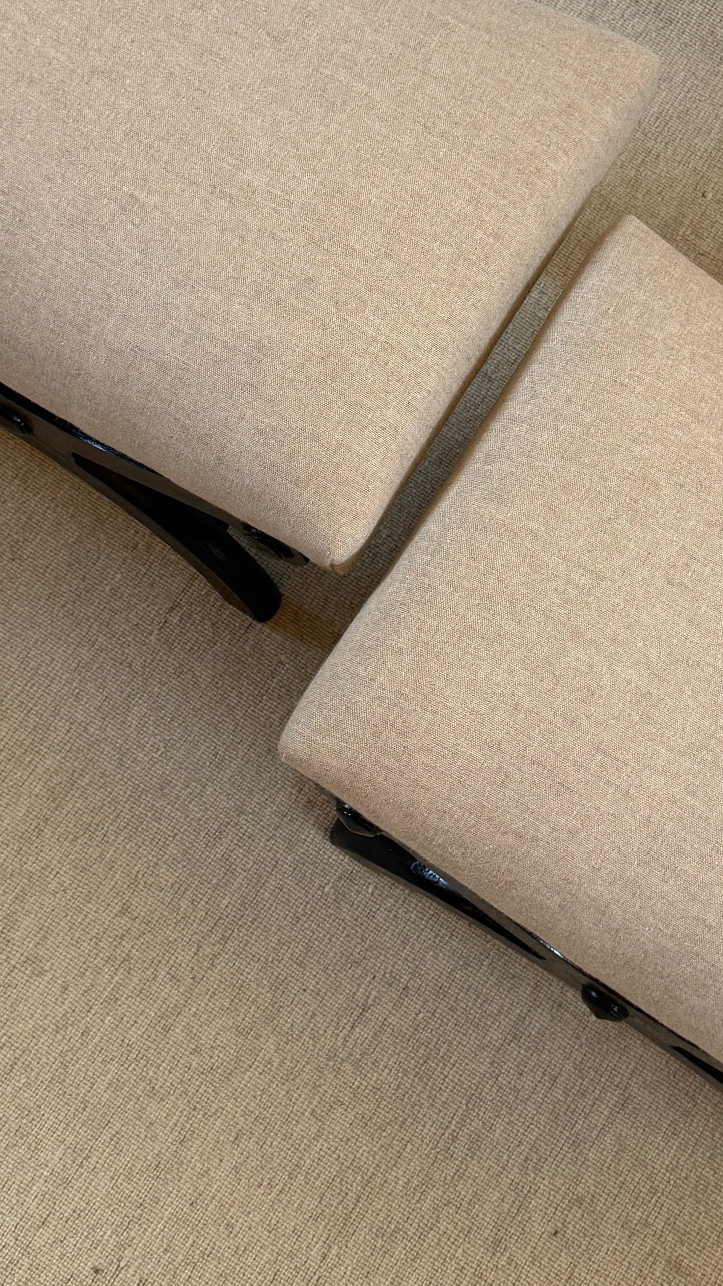 Pair of Mid-Century Ebonised Curule Footstools