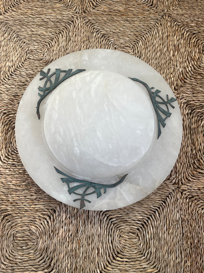 Art Deco Revival Carved Alabaster Plafonnier