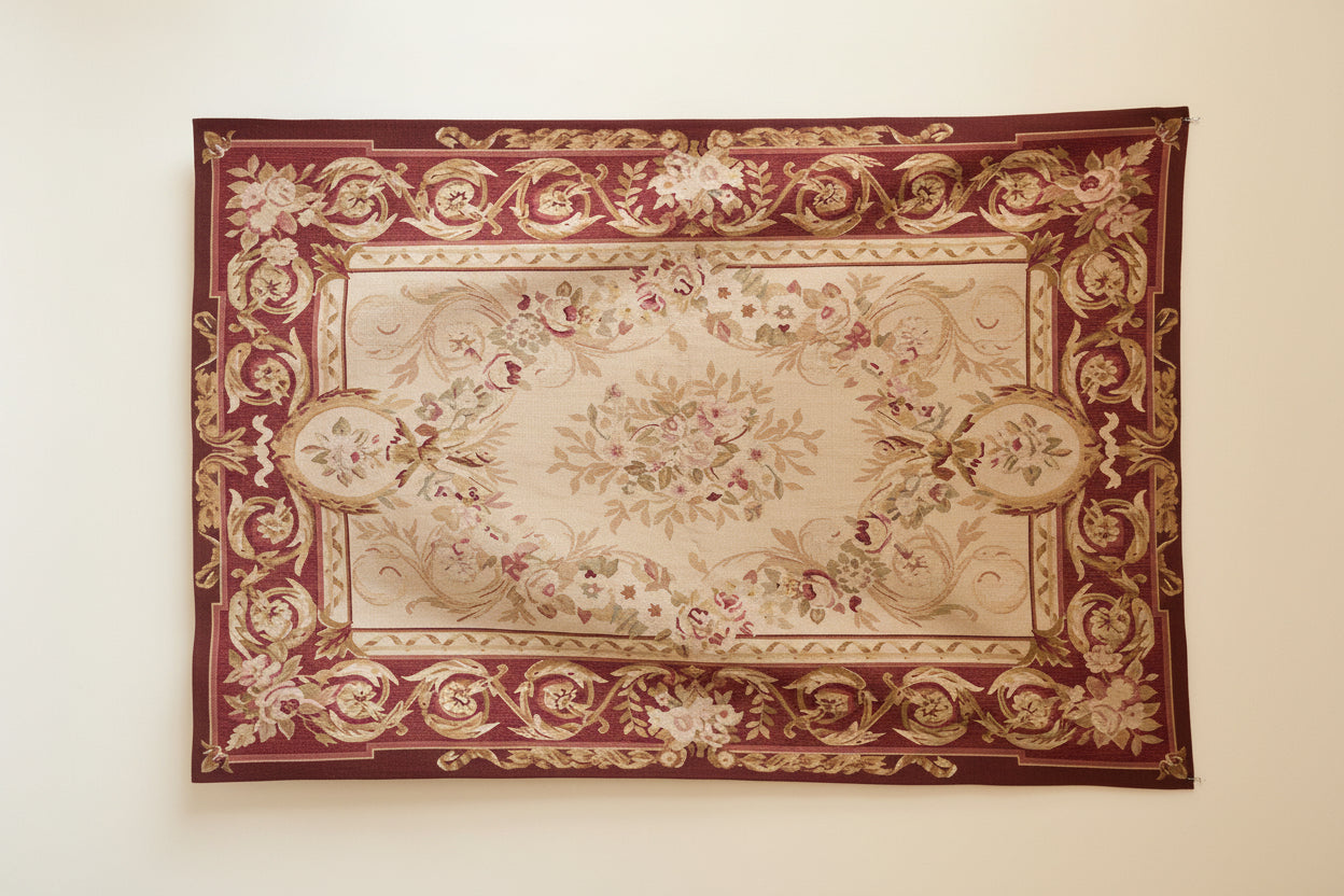 Late 19th Century Aubusson Tapestry with Floral Medallion