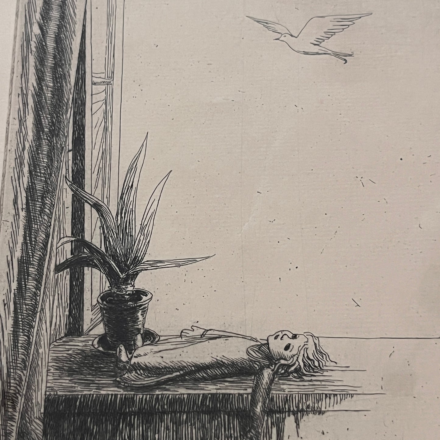 Swedish Etching "Doll on a Table" Börje Sandelin (1926–1970)