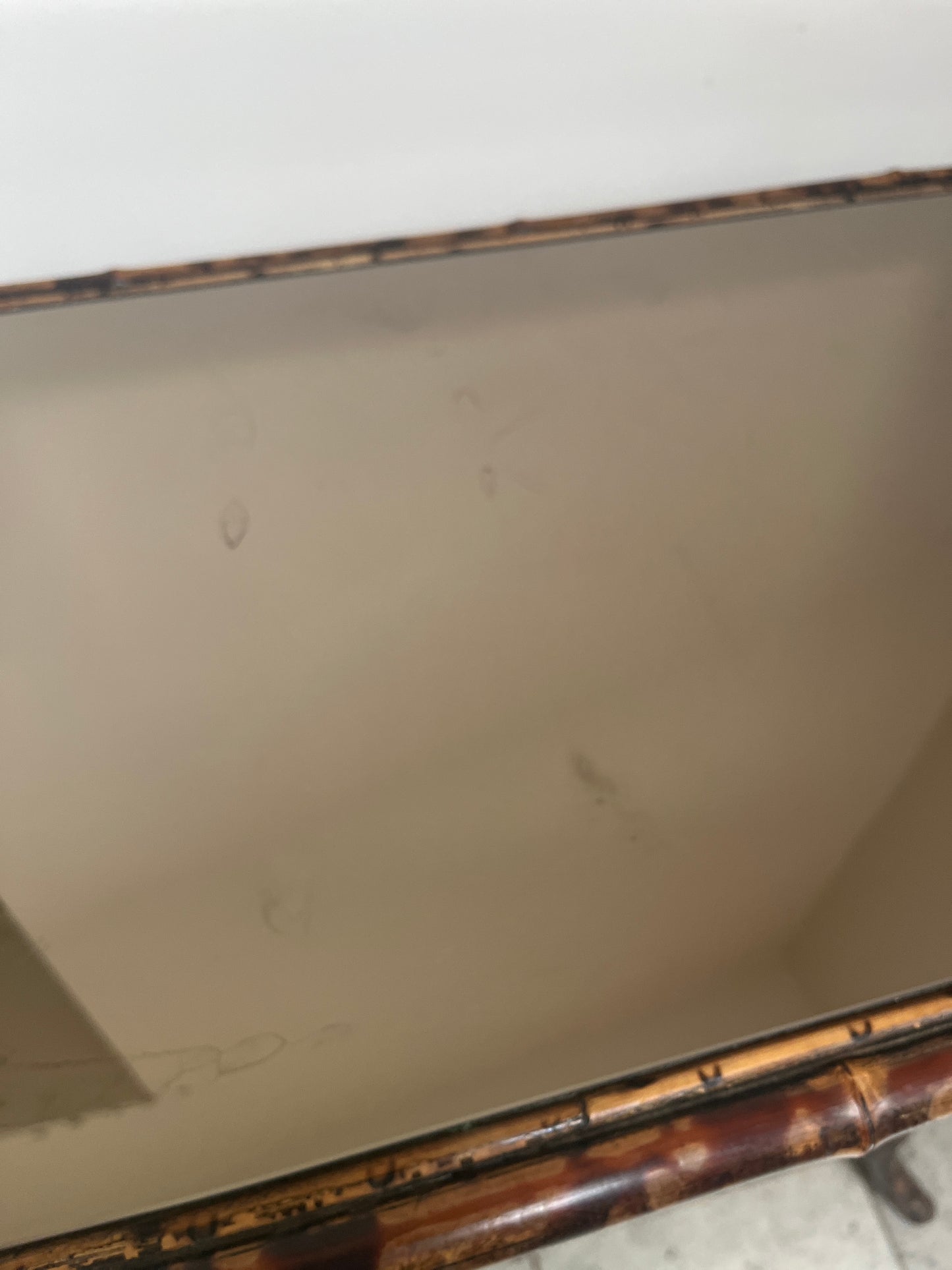 Tortoiseshell  Bamboo Two-Tier Side Table with Glass Top C.1900