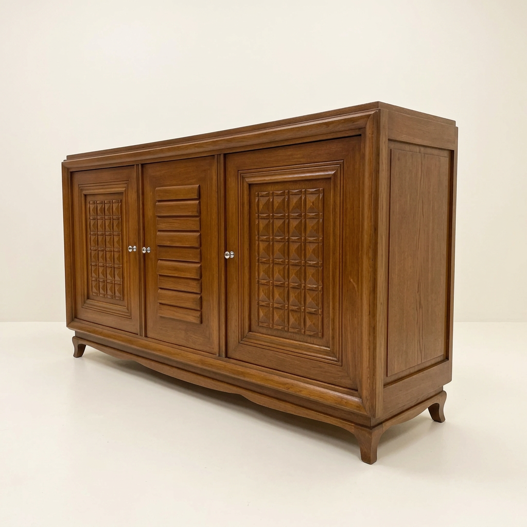 Mid-Century French Oak Sideboard in the Manner of Charles Dudouyt