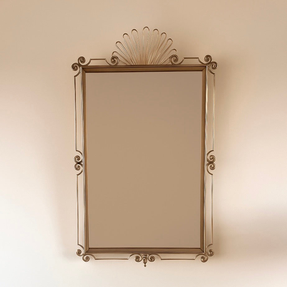 Mid-Century French Brass Framed Mirror