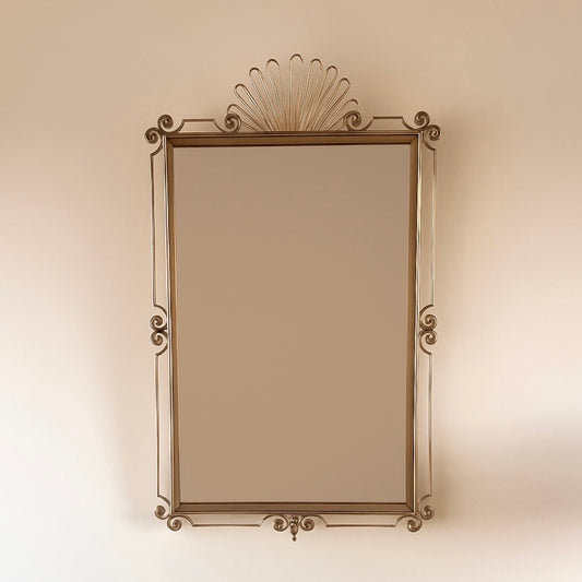 Mid-Century French Brass Framed Mirror
