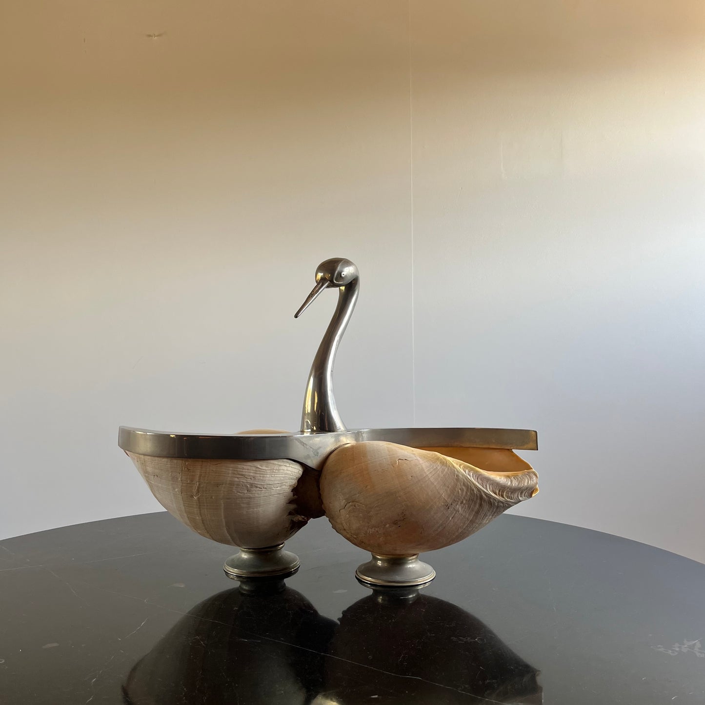 Large Shell Swan Centrepiece, attr. Gabriella Binazzi, Italy, c.1970