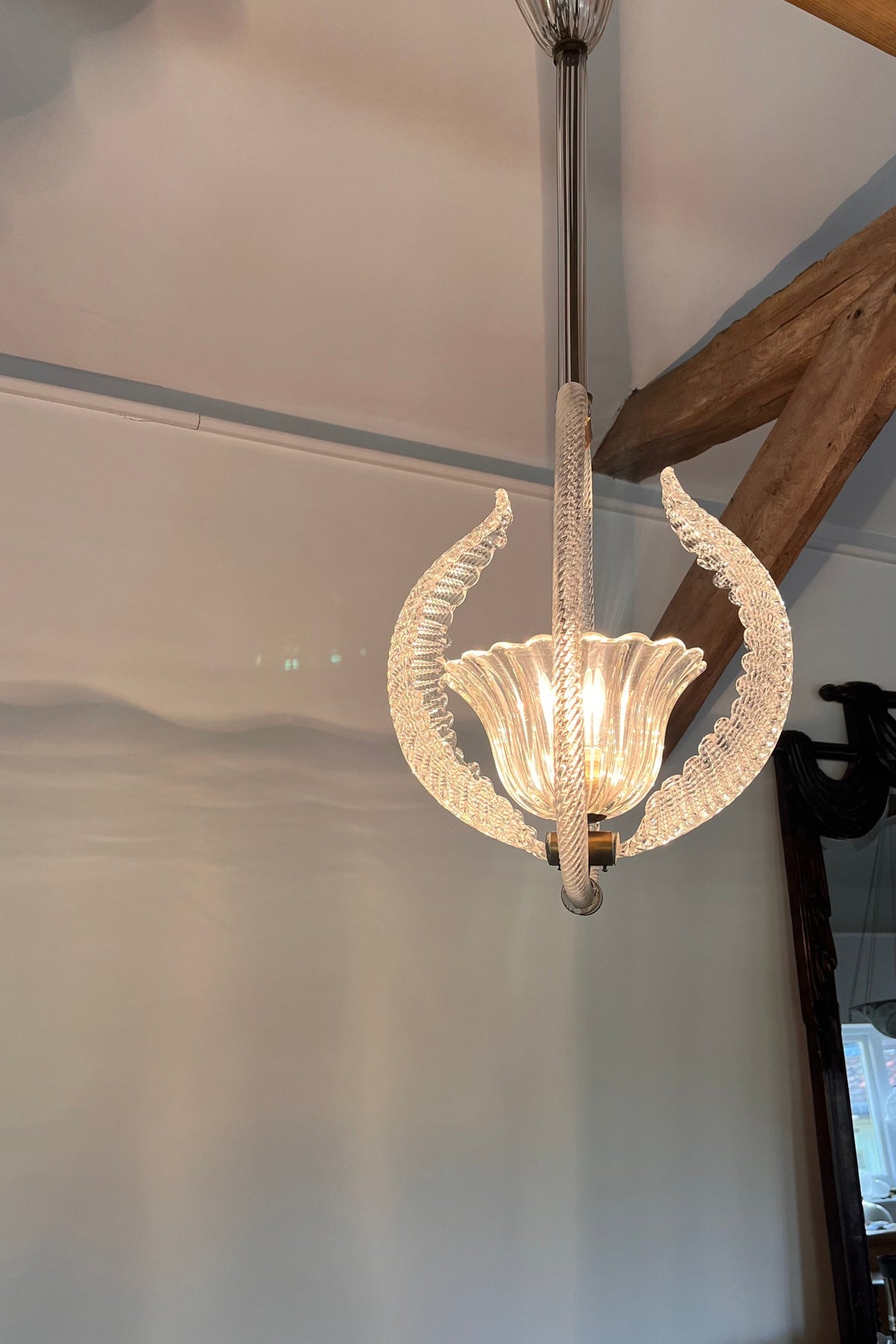 Murano Glass Pendant Light Attributed to Barovier & Toso, circa 1930–1950