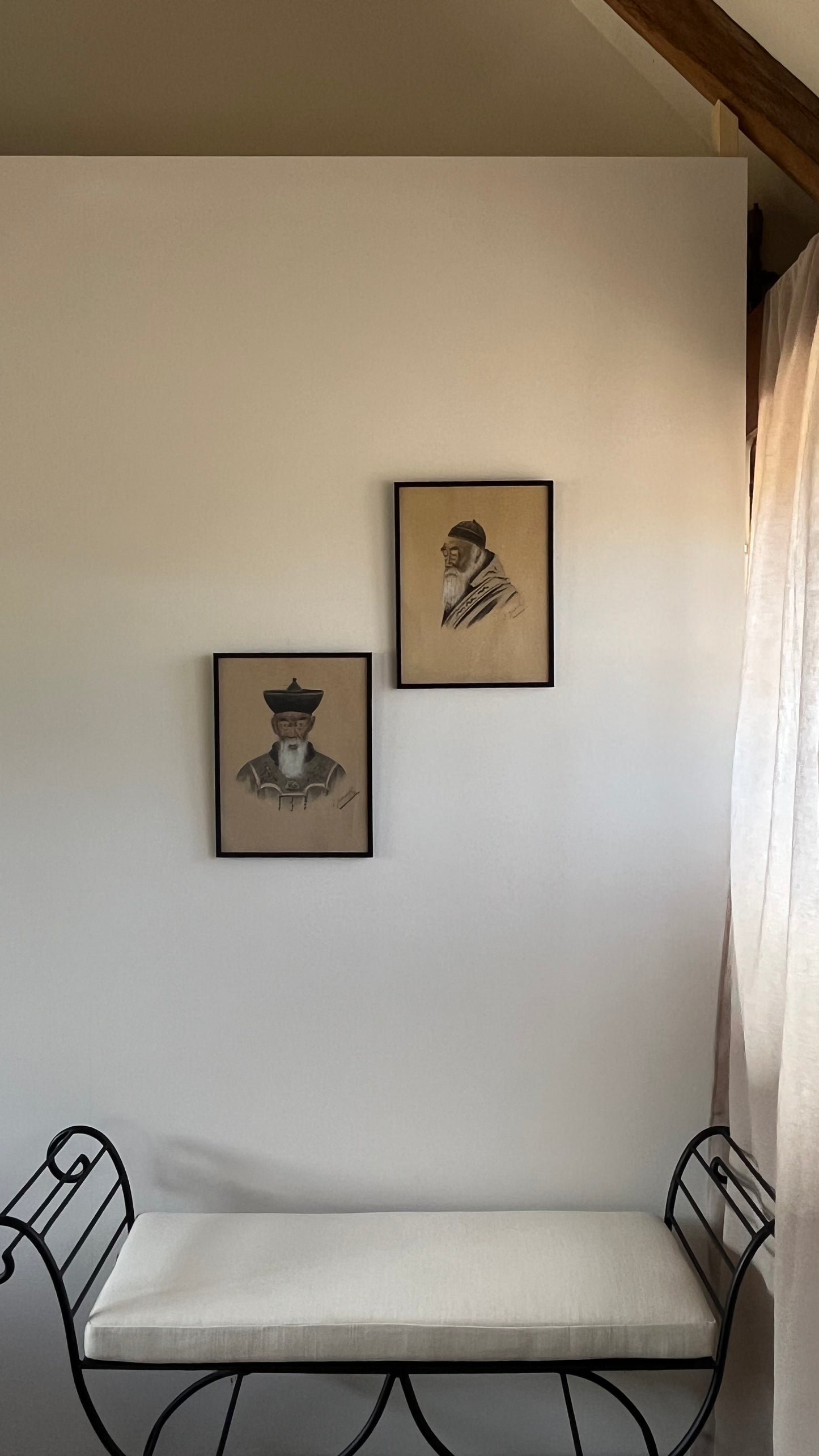 "Elders of the Silk Road" A Pair of Charcoal Portraits by A. Gorbashof