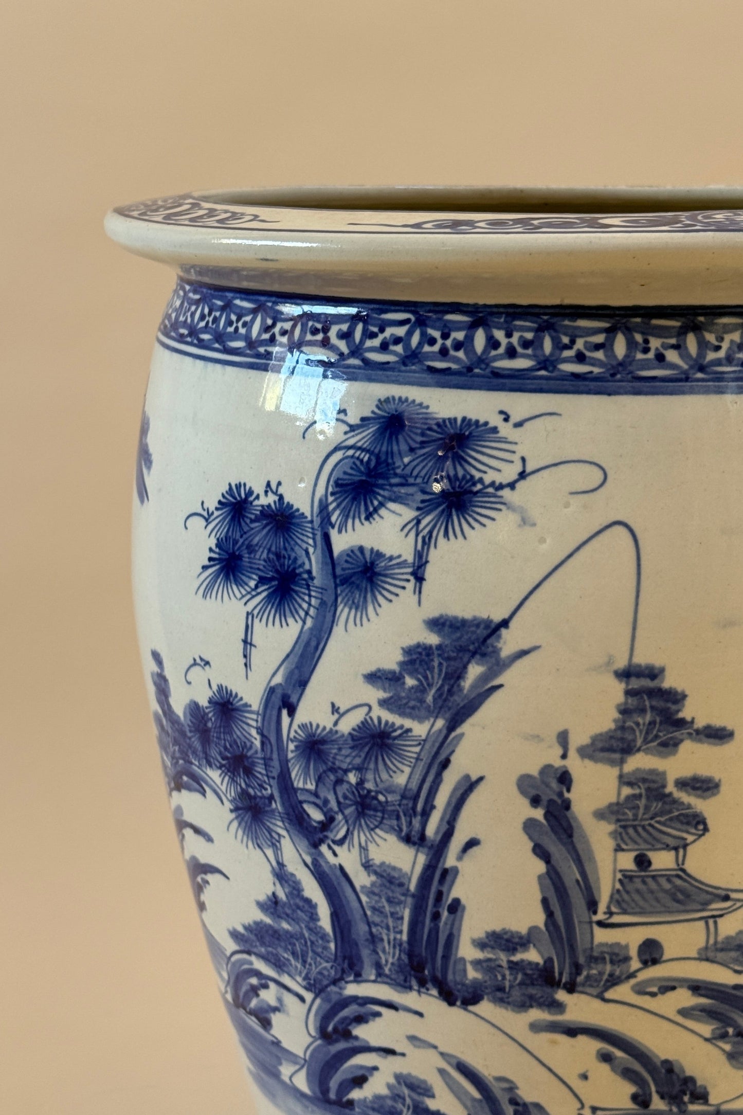 19th Century Chinese Blue & White Porcelain Jardinière