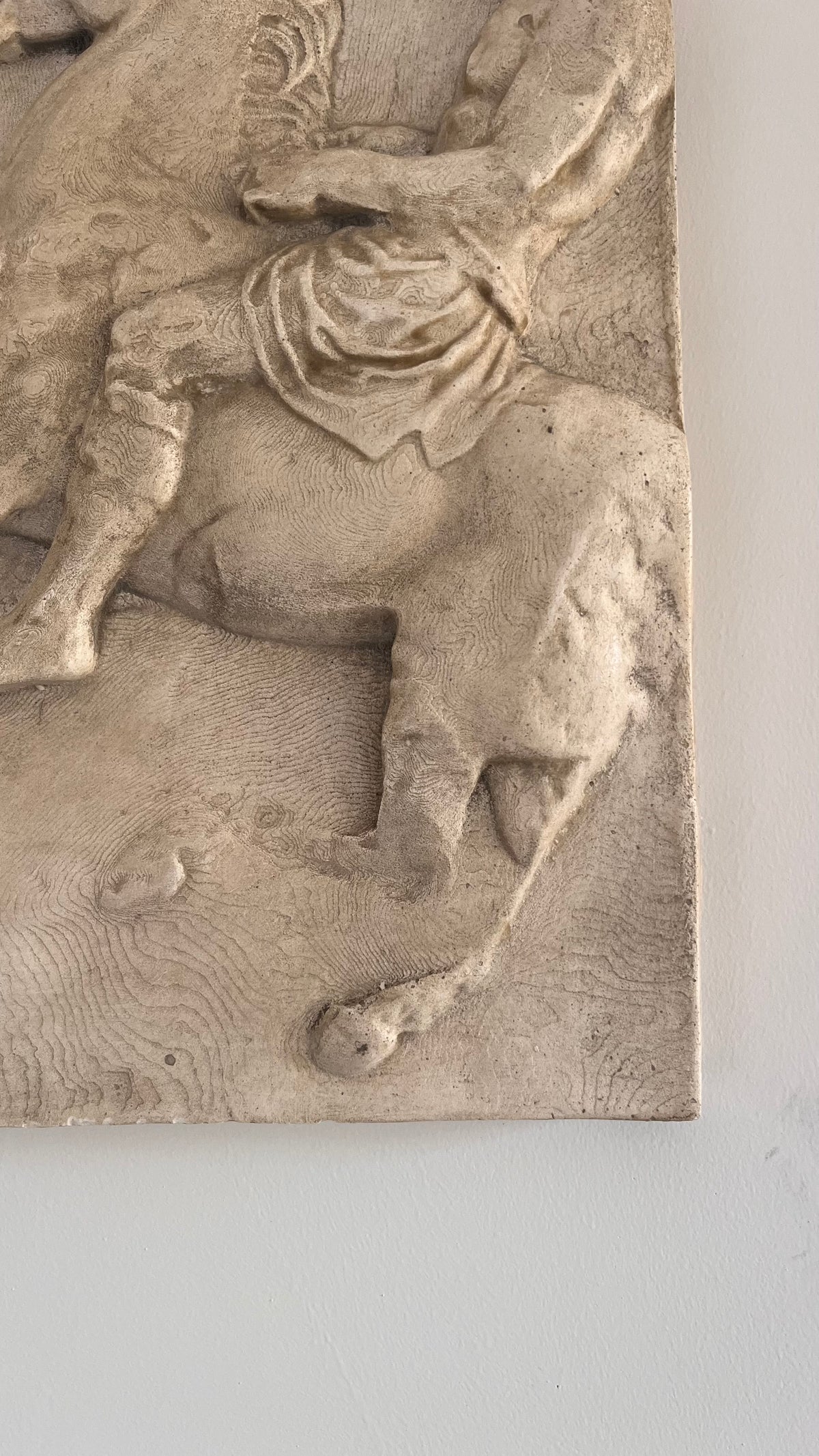Two Horsemen Plaster and Granite Wall Relief