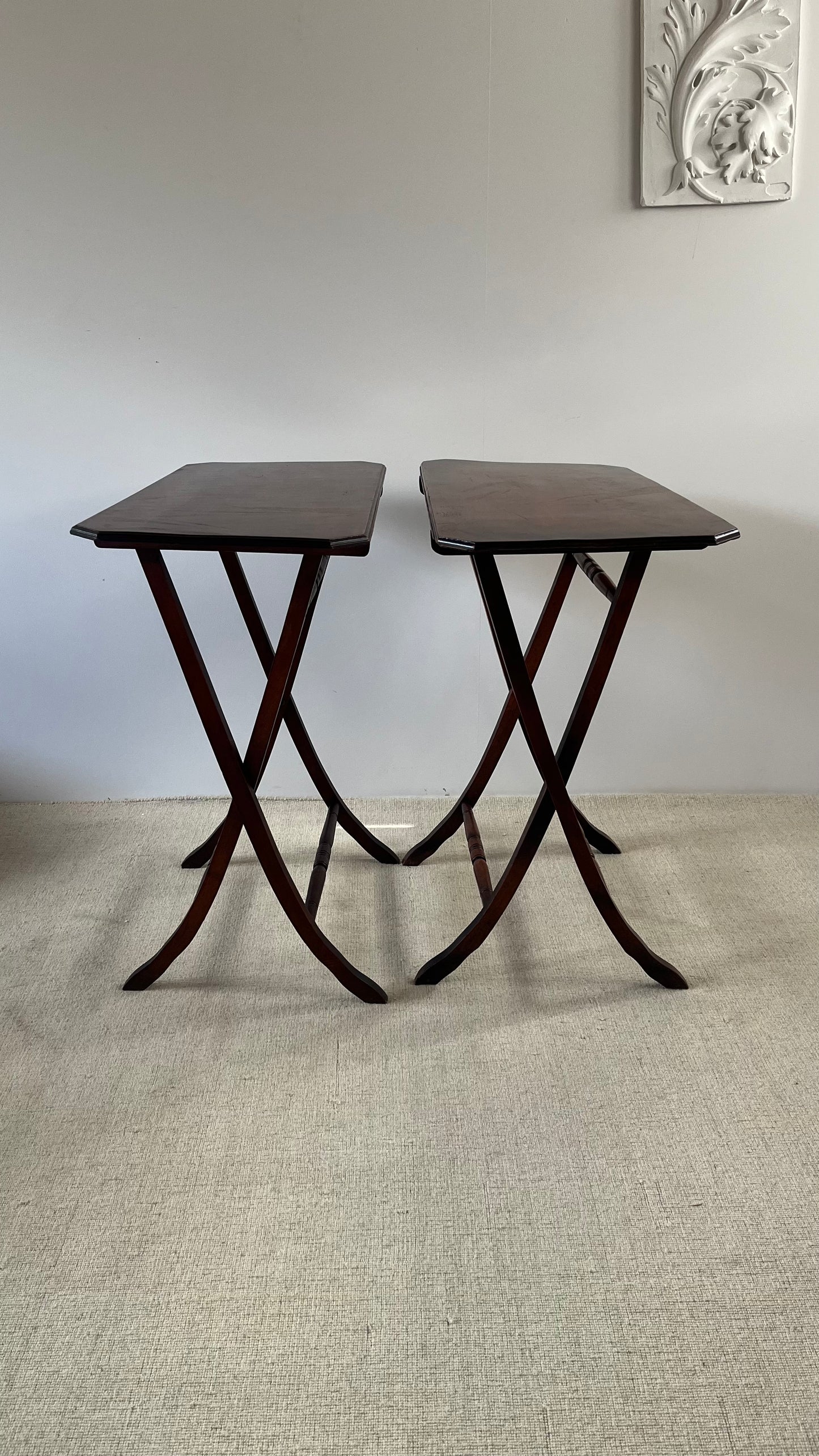 Pair of Edwardian Mahogany Folding Coaching Tables, c.1900