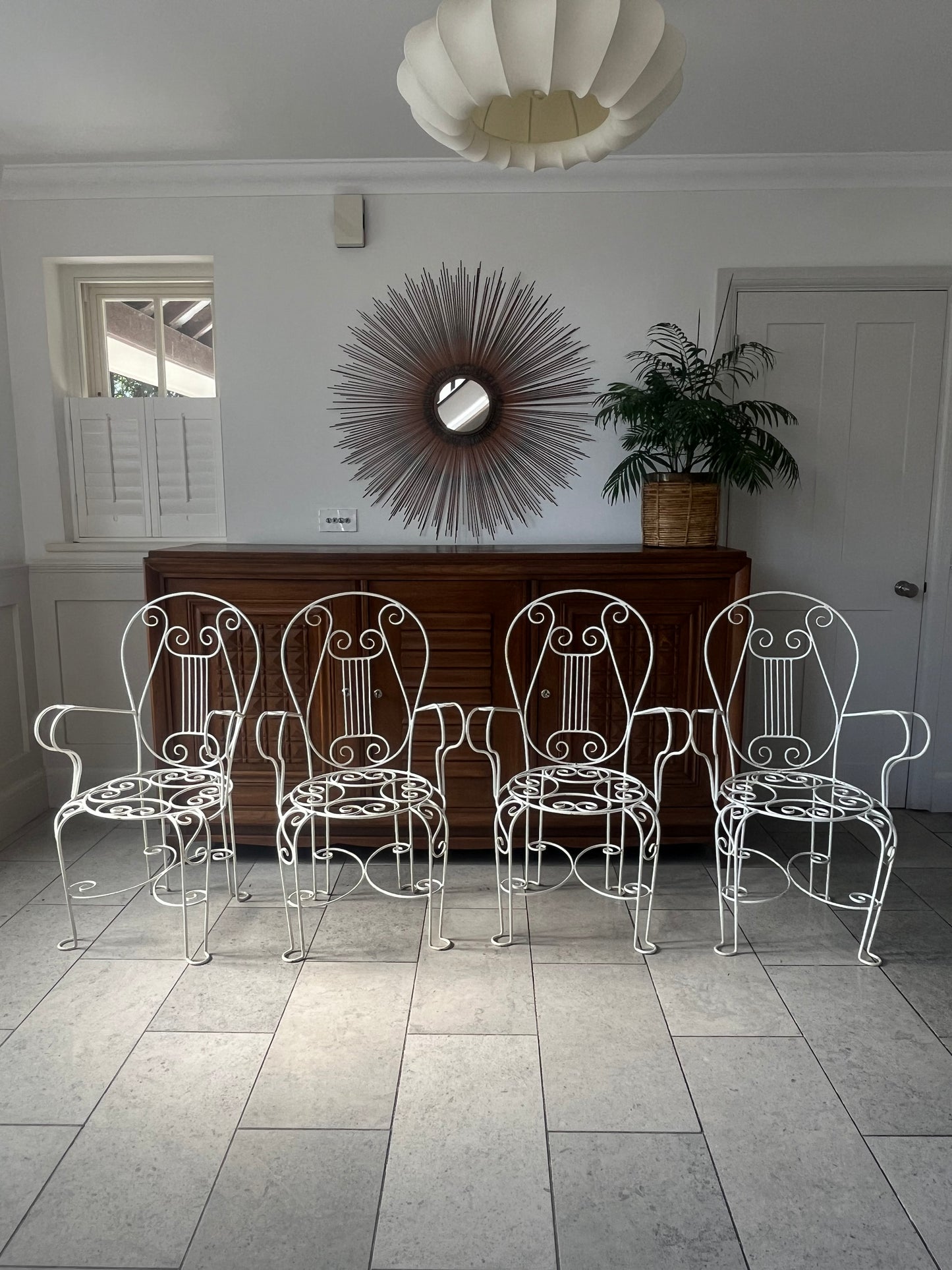 Set of Four Mid-Century Italian Wrought Iron Garden Chairs