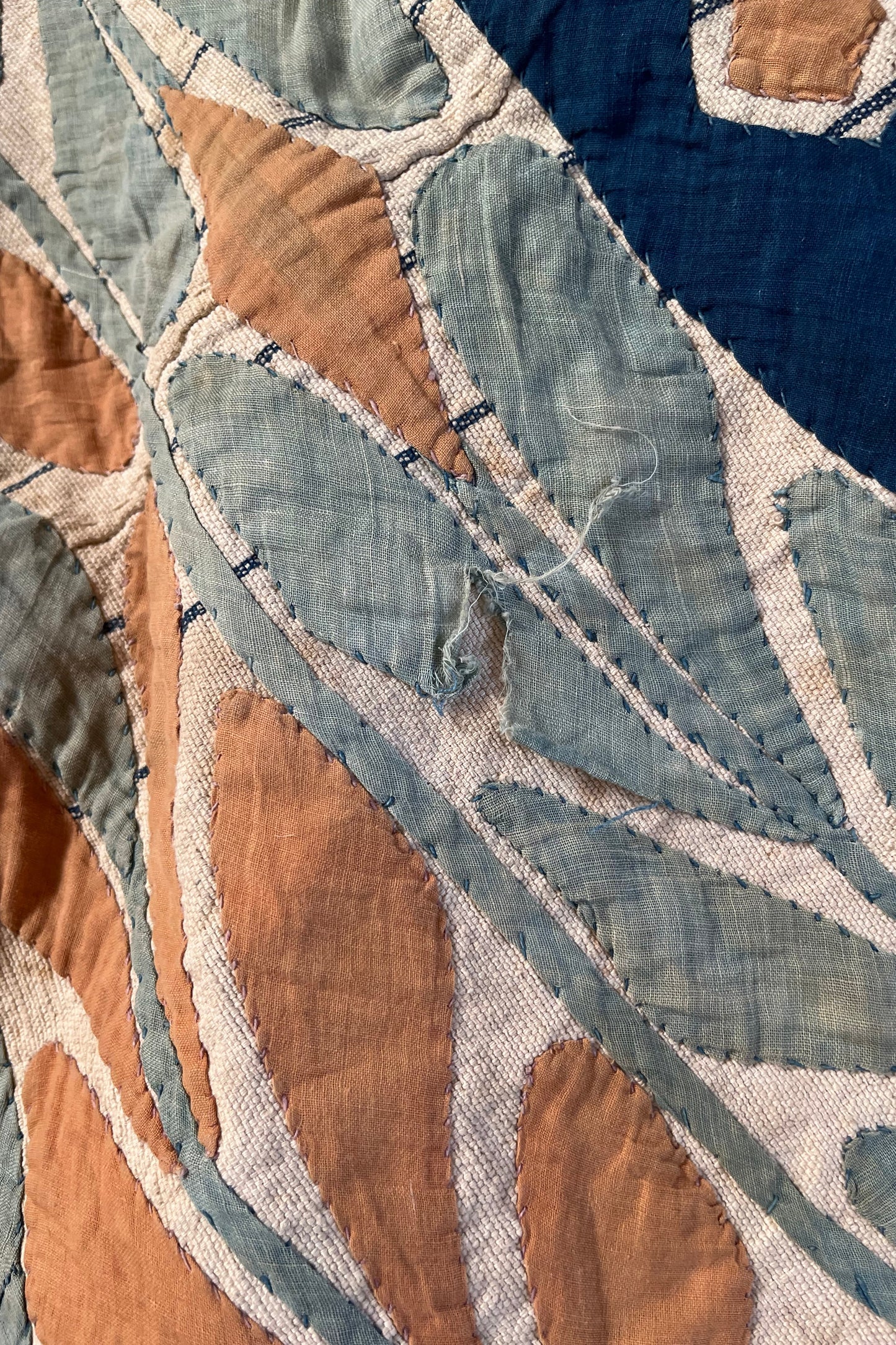 Hand-Stitched Appliqué Textile Wall Hanging, 1930s