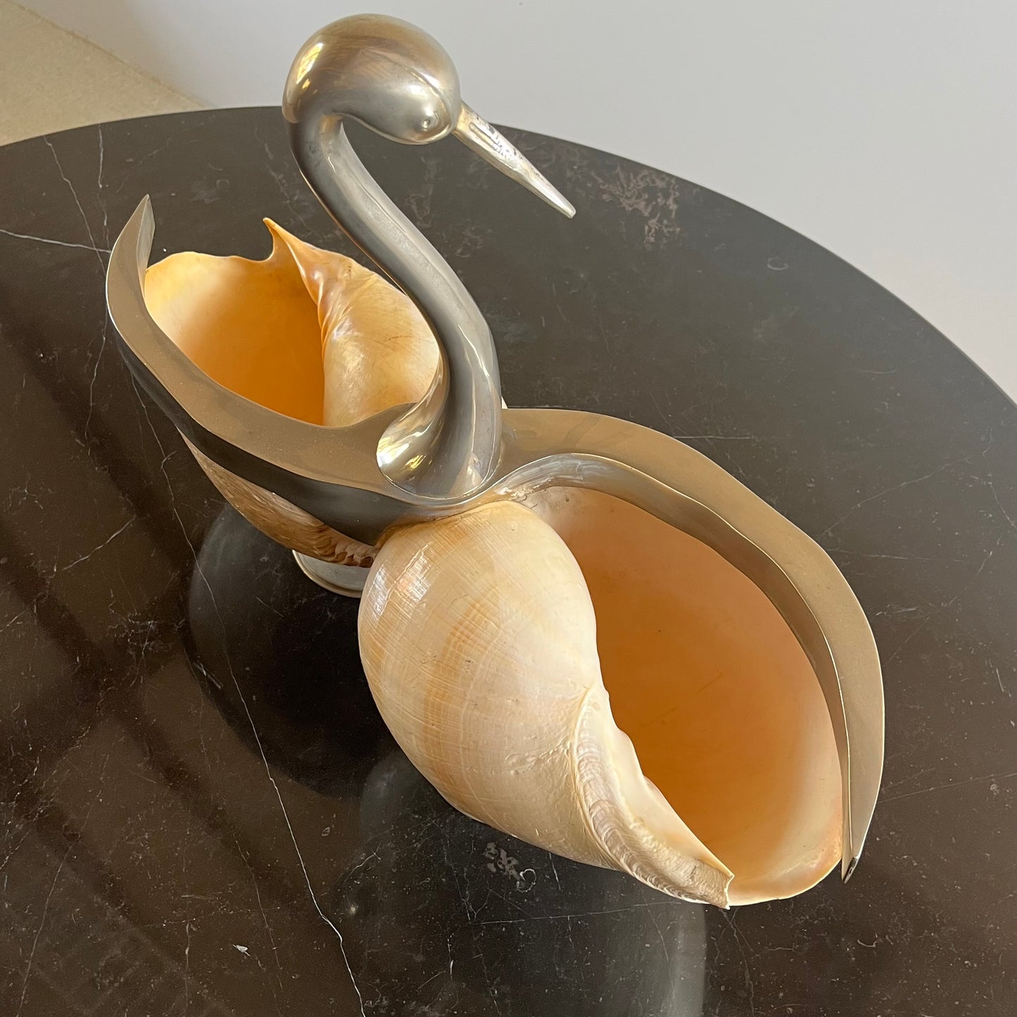 Large Shell Swan Centrepiece, attr. Gabriella Binazzi, Italy, c.1970