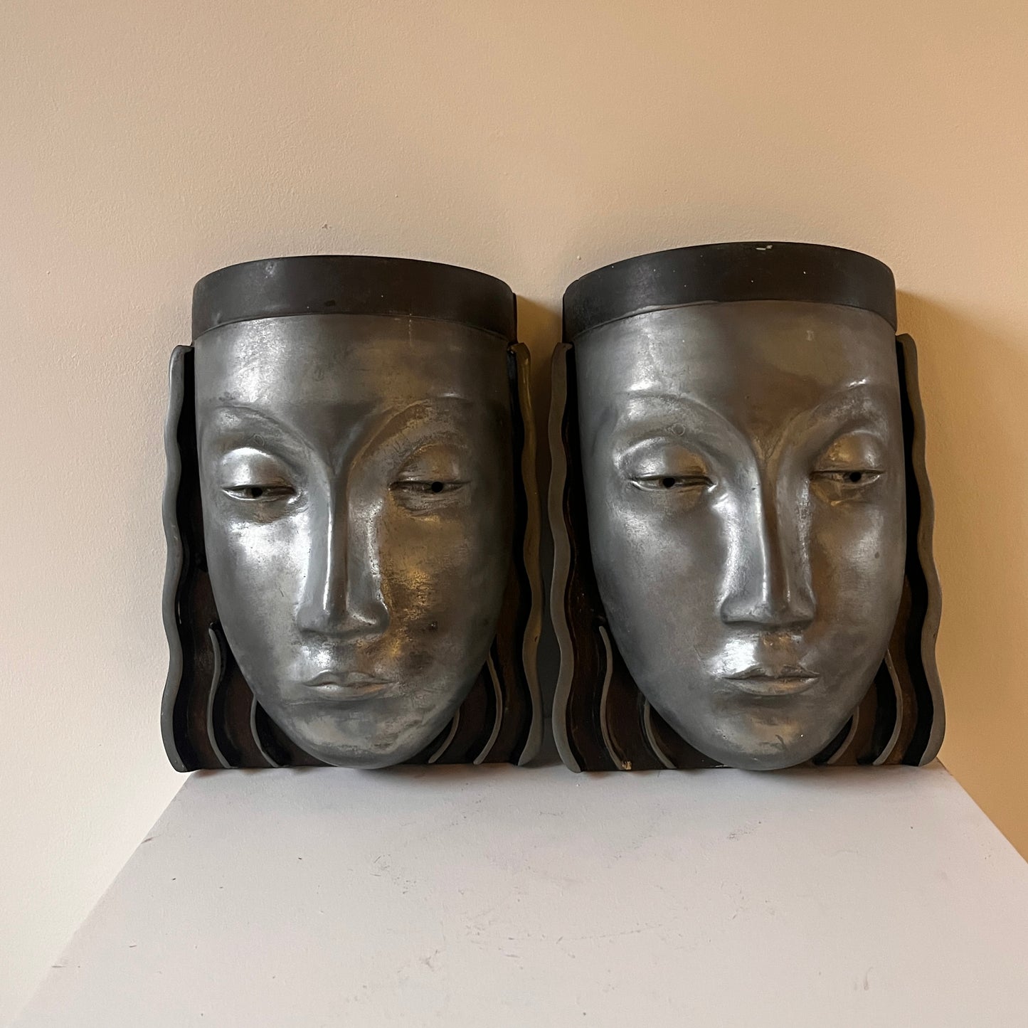 Striking Pair of Art Deco Revival Wall Lights.