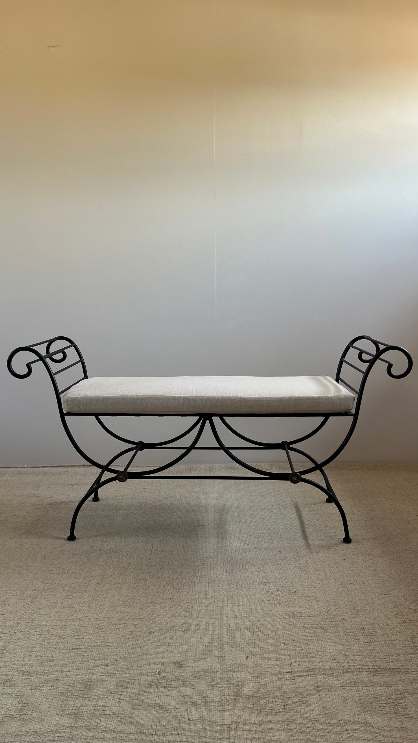French Wrought Iron Curule Bench