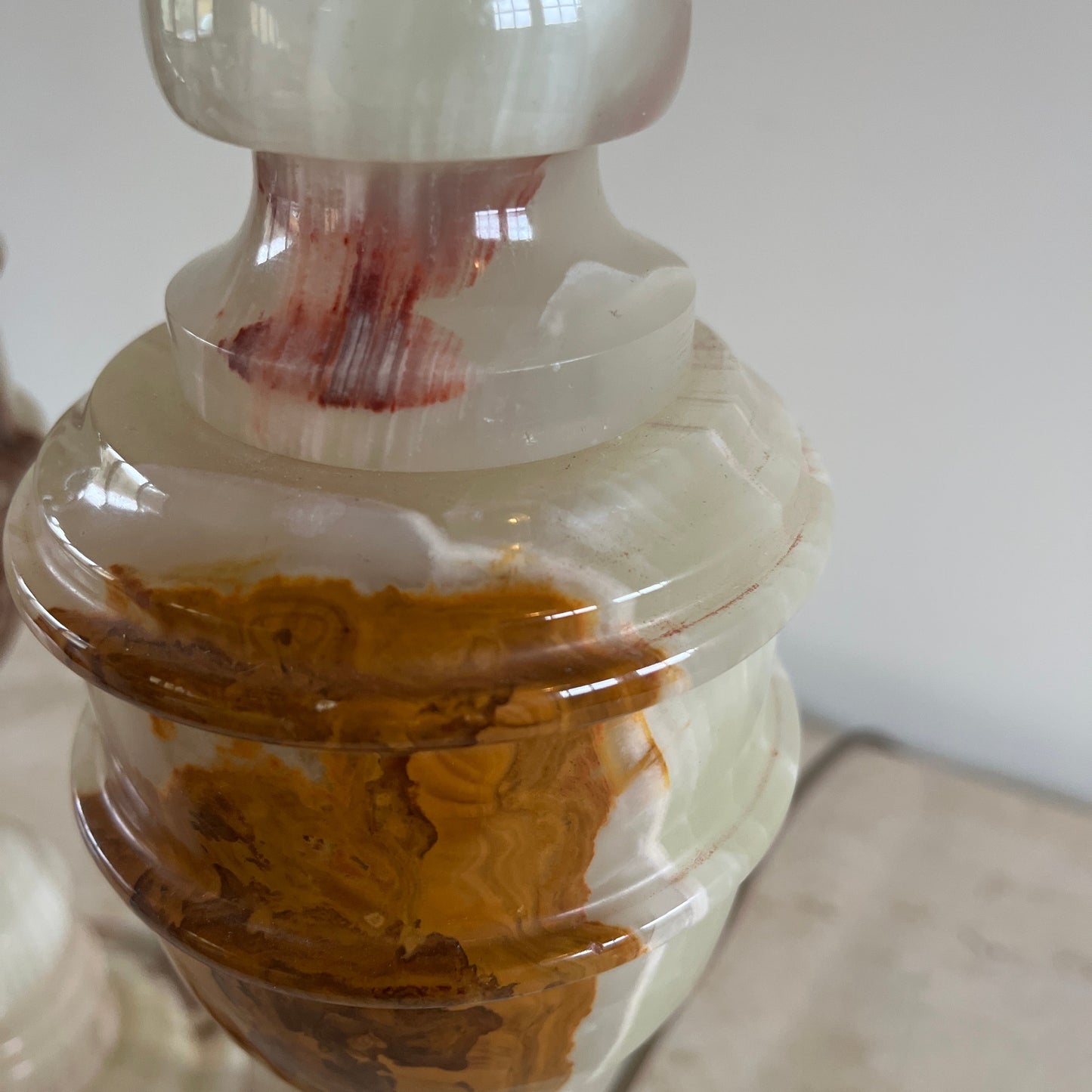 Pair of Super Quality Mid-Century Solid Onyx Table Lamps.