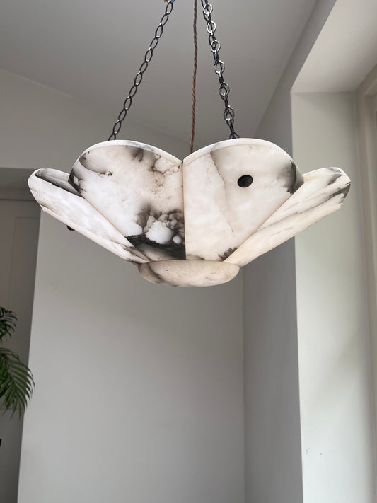 Art Deco Scalloped Marble Plafonnier