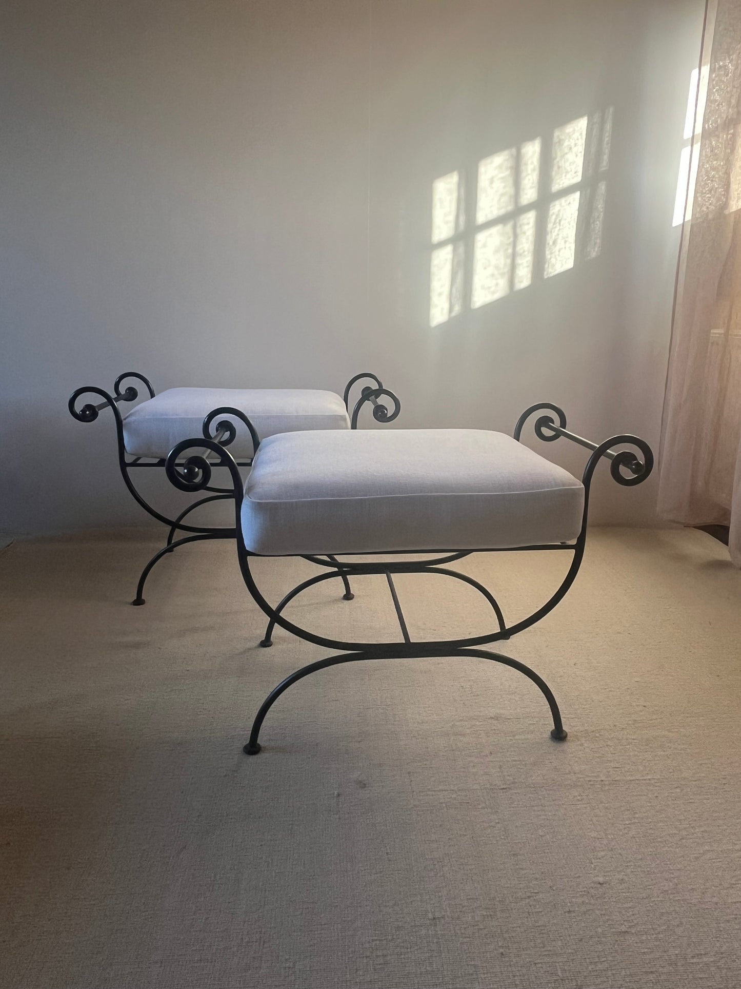 Large Pair of Italian Curule Stools, c.1950