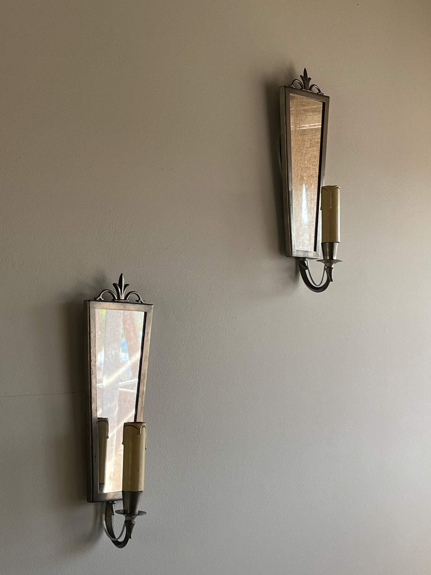 Swedish Grace Pewter Mirror & Sconce Set by Svenskt Tenn, 1931