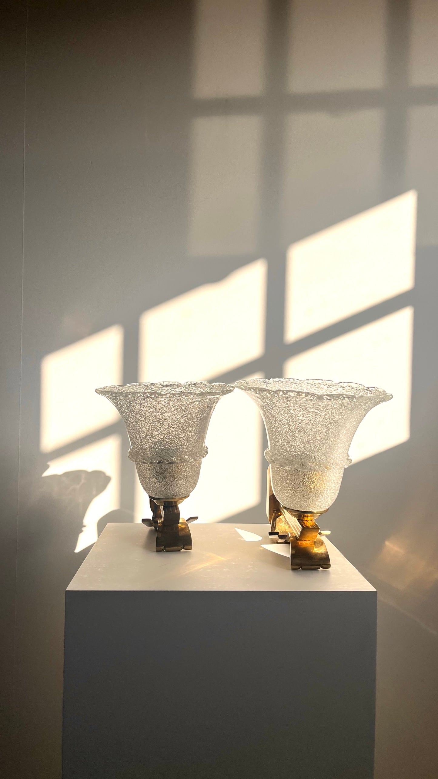 Pair of Italian Murano Pulegoso Wall Sconces, 1940s–50s