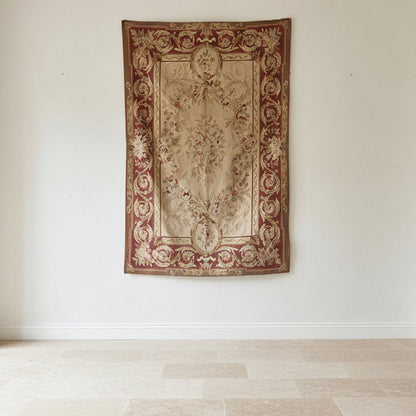 Late 19th Century Aubusson Tapestry with Floral Medallion