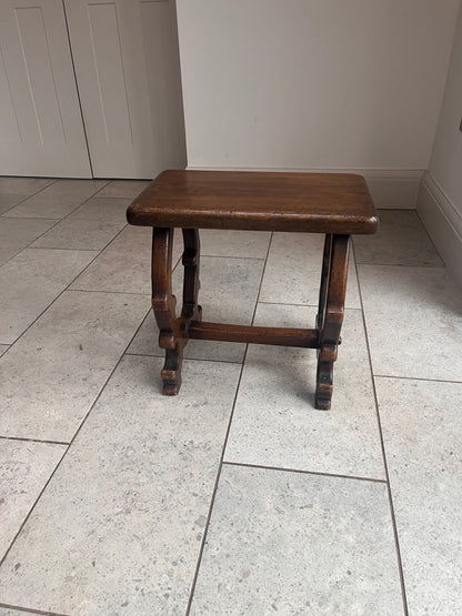 19th Century Spanish Oak Stool | Carved Side Table