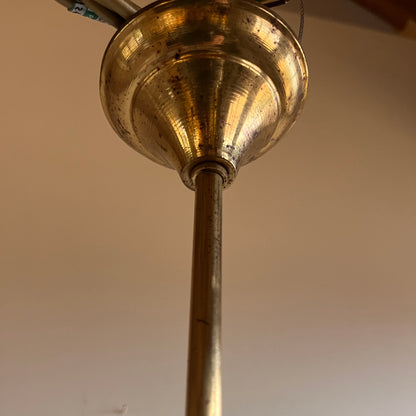 ON HOLD  1950s Murano Glass and Brass Pendant Light attributed to Barovier & Toso
