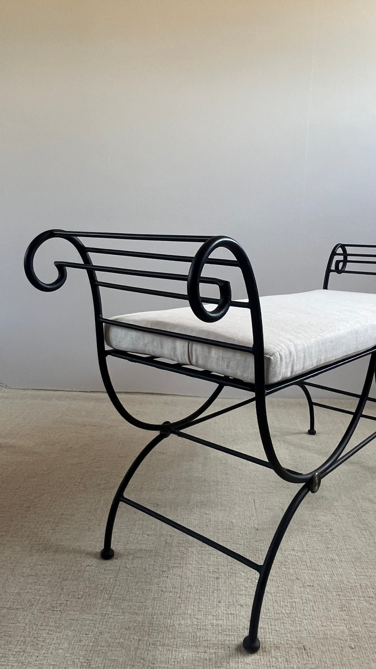 French Wrought Iron Curule Bench
