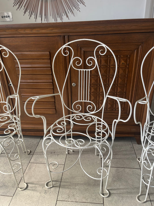 Four Mid-Century Italian Wrought Iron Garden Chairs