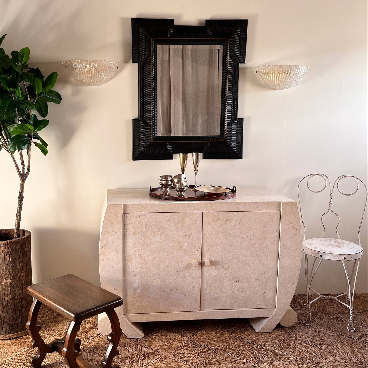 Sculptural Fossil Stone Cabinet c. 1970