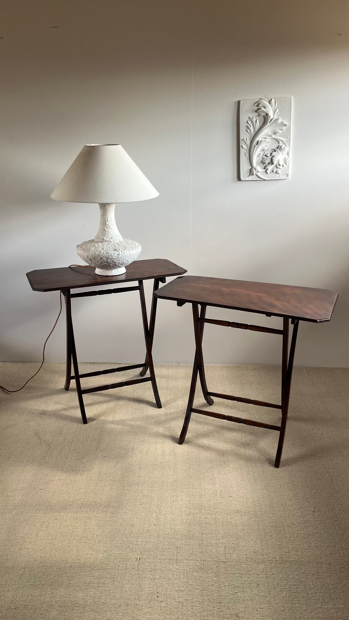 Pair of Edwardian Mahogany Folding Coaching Tables, c.1900