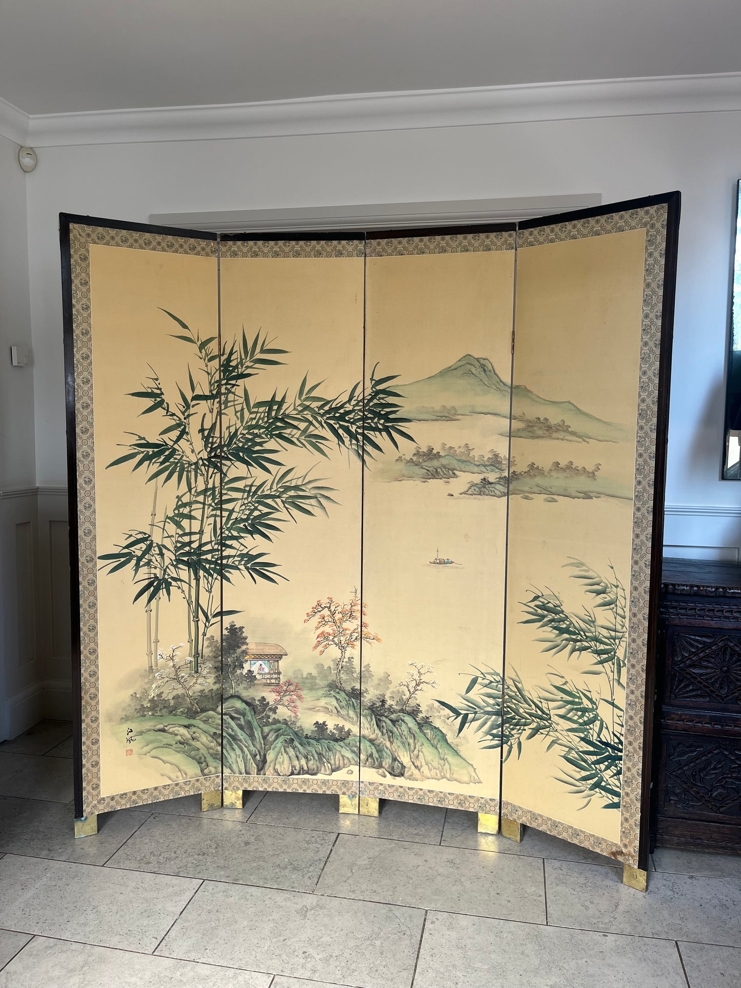 Japanese Four-Panel Byōbu Folding Screen