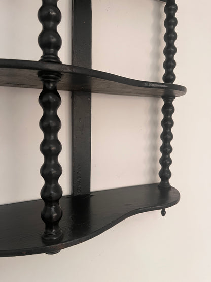 Ebonised Antique French Bobbin Shelves