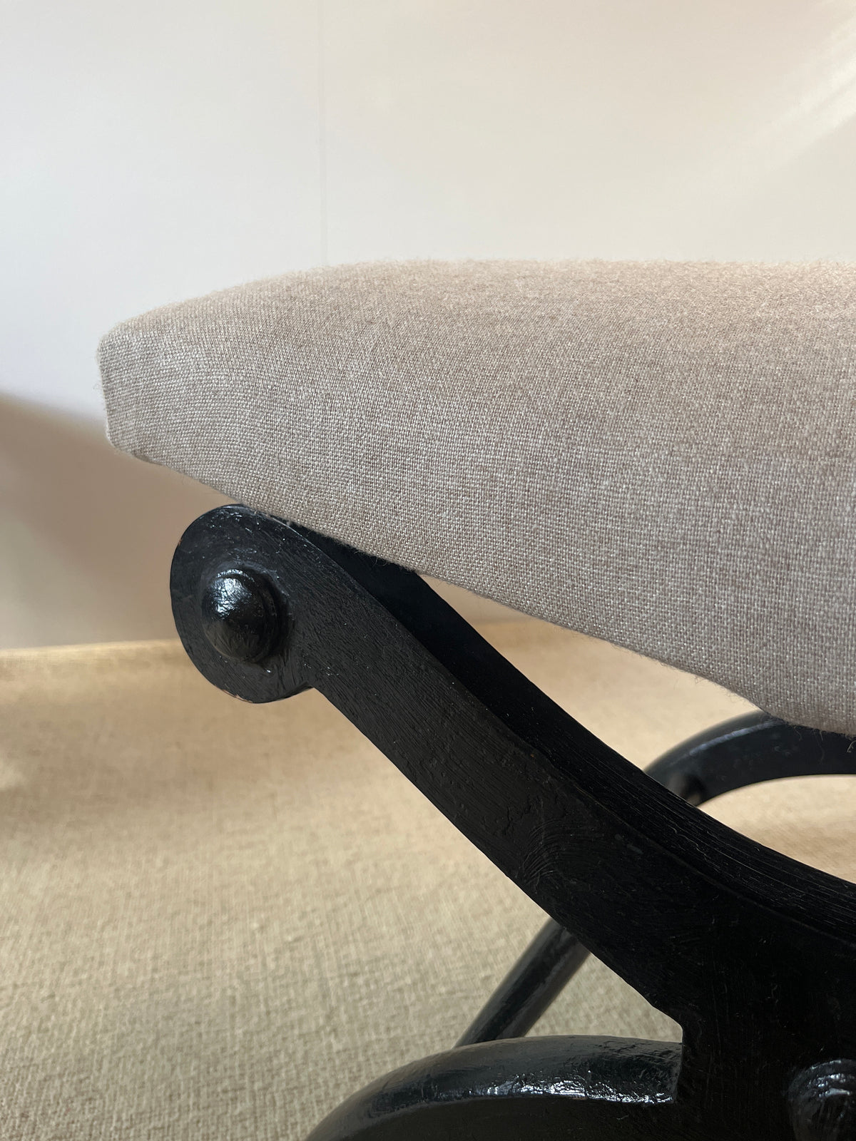 Pair of Mid-Century Ebonised Curule Footstools