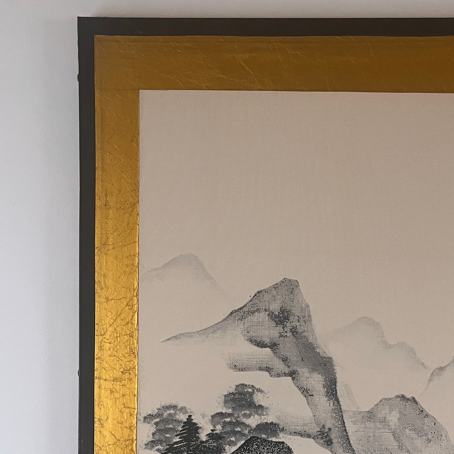 Decorative Japanese Six-Panel Folding Screen. Mountainous Scenes.