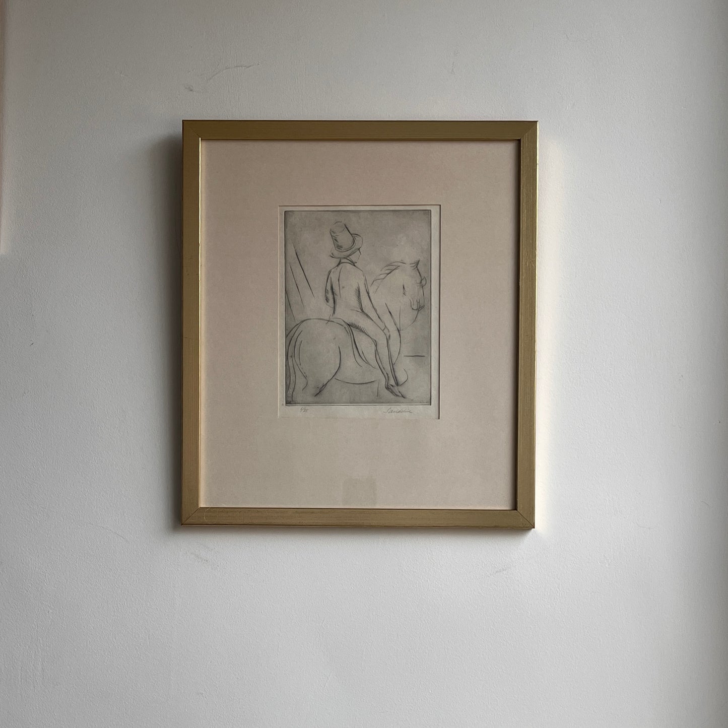 Swedish Etching "Rider" by Börje Sandelin (1926–1970)