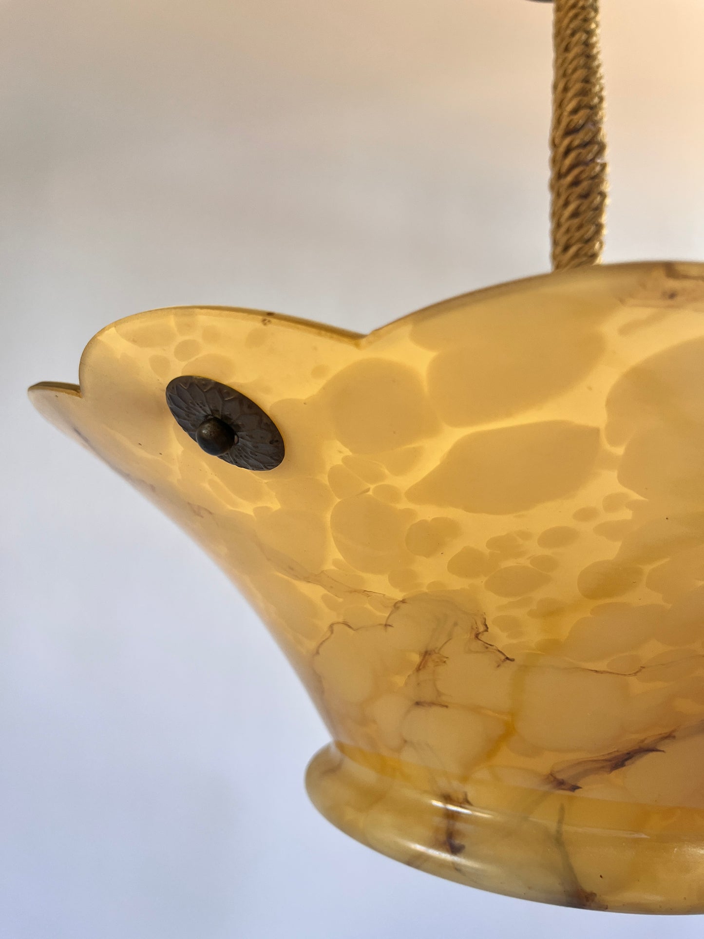 Vintage Swedish Marbled Glass Pendant Light c.1940s