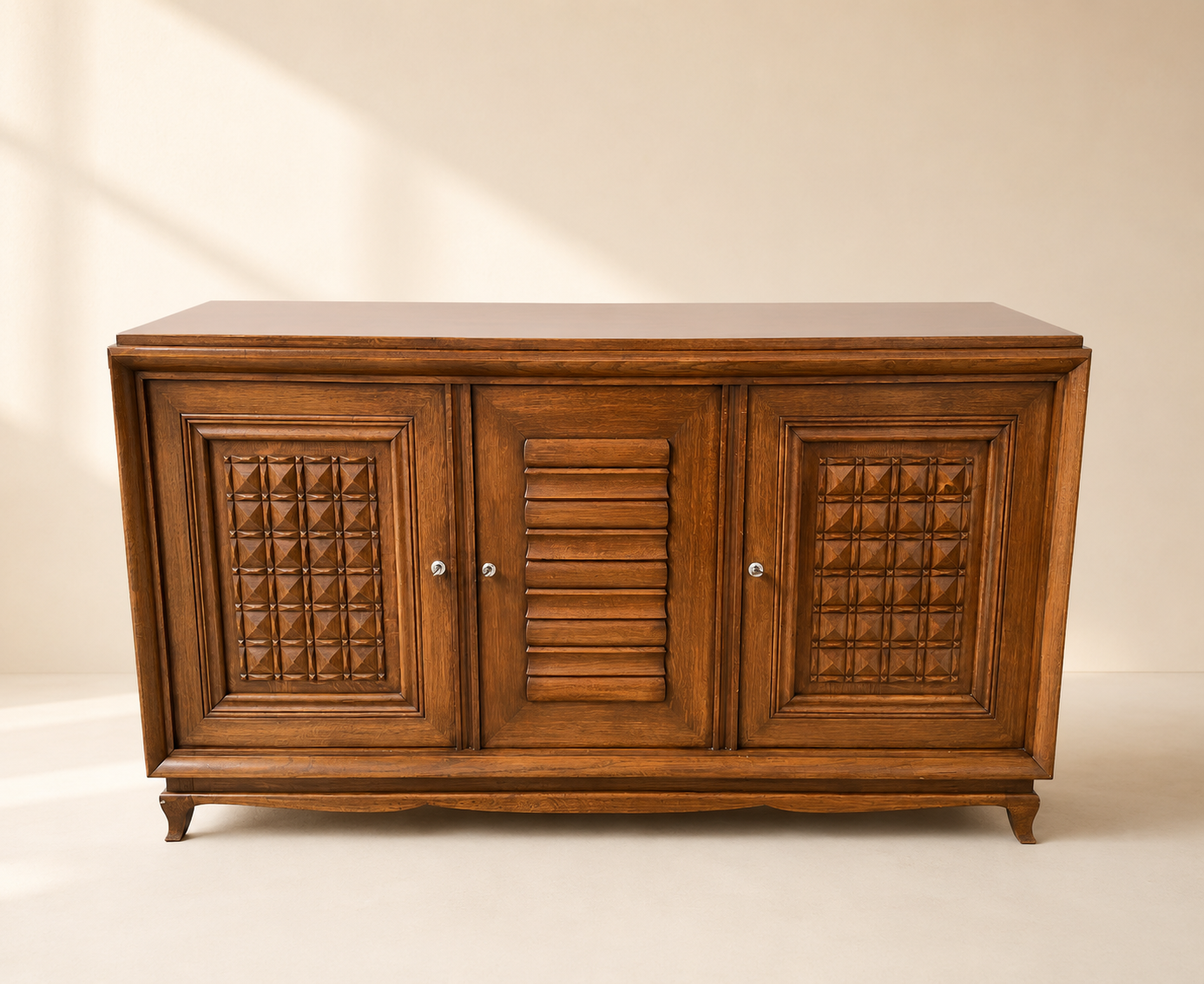 1940s French Oak Sideboard in the Manner of Charles Dudouyt