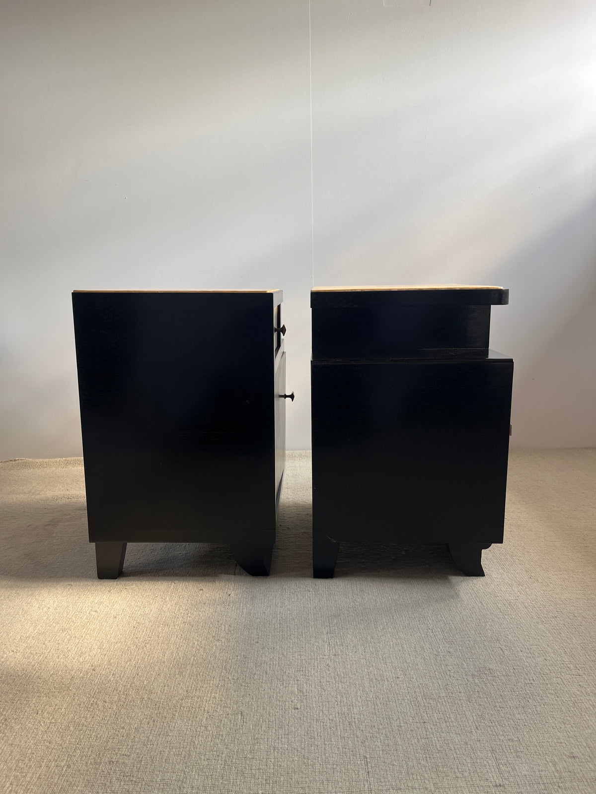 Italian Mid-Century Parchment Bedside Tables, 1940s-50s
