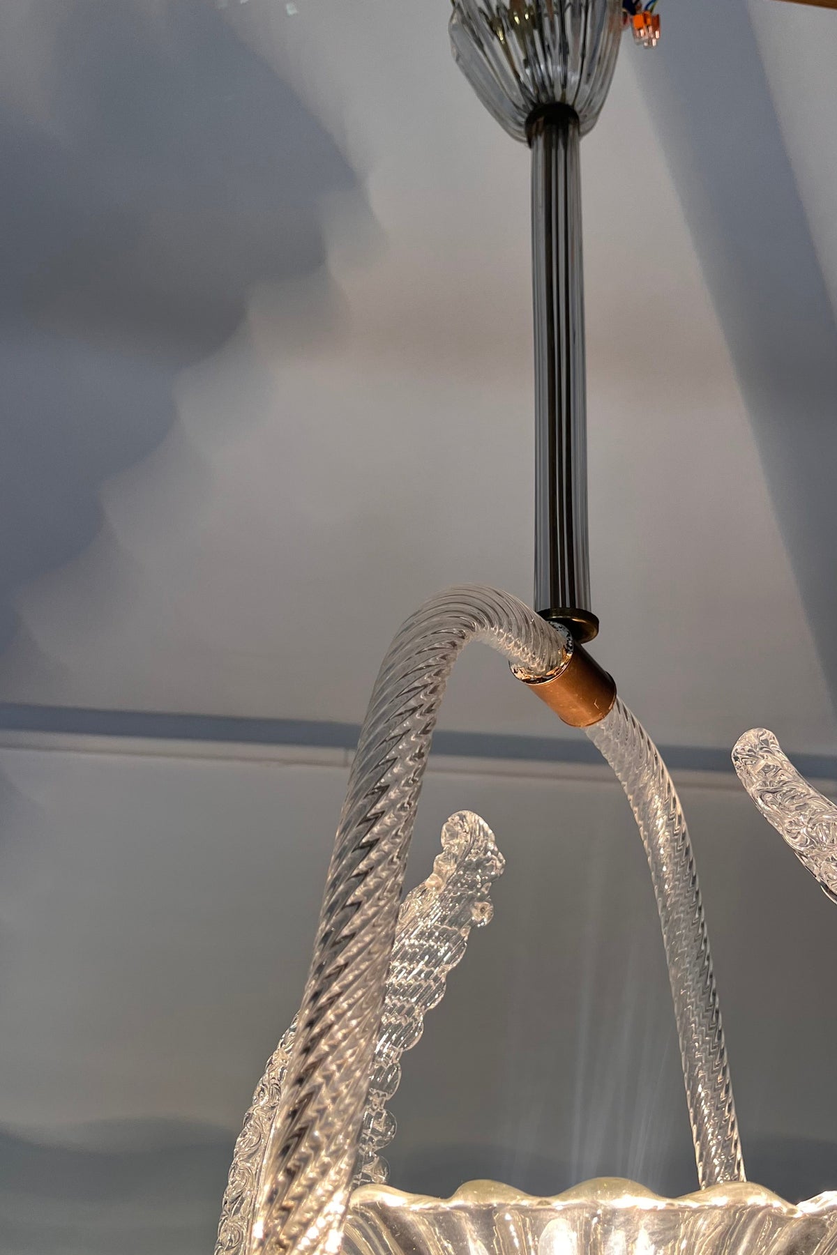Murano Glass Pendant Light Attributed to Barovier & Toso, circa 1930–1950
