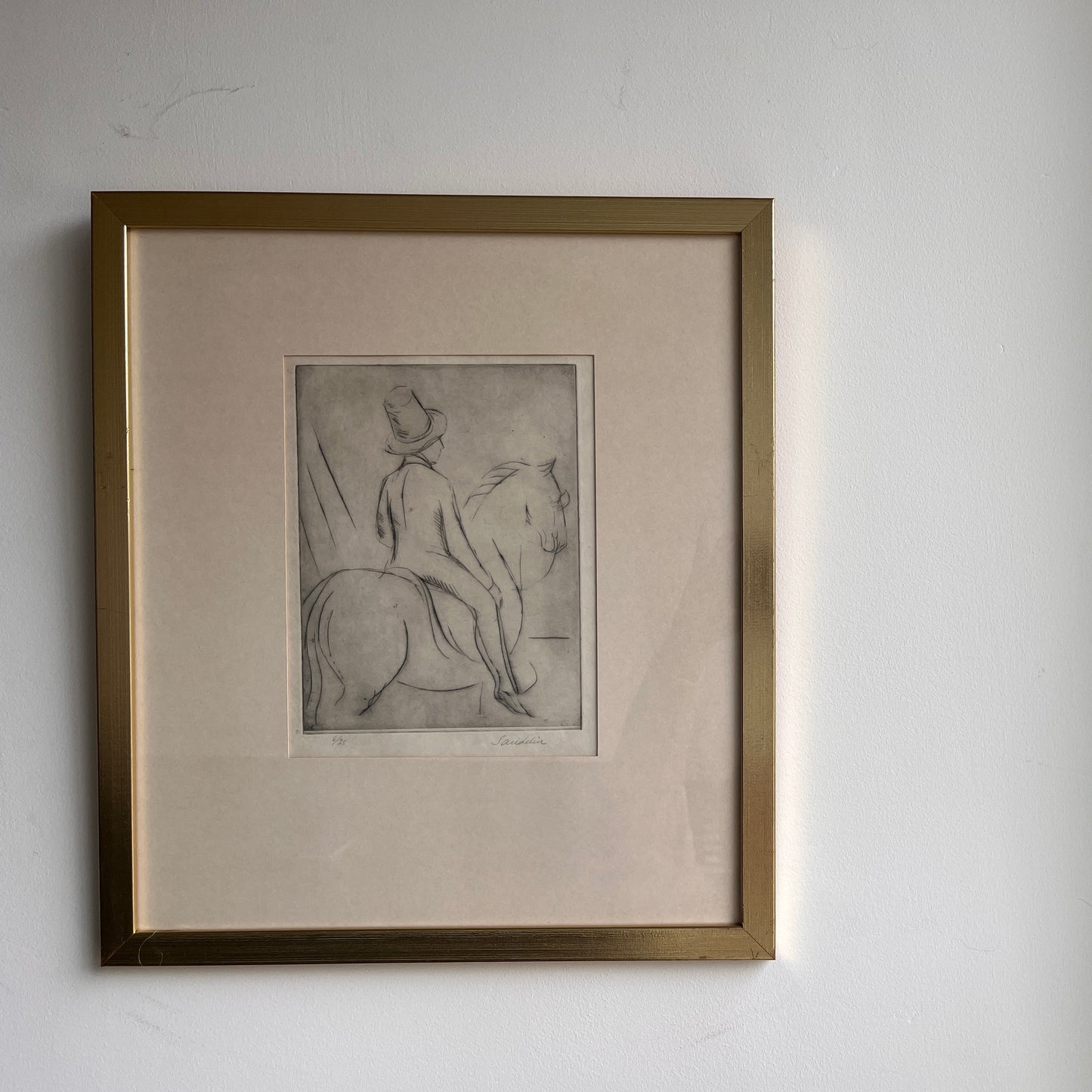 Swedish Etching "Rider" by Börje Sandelin (1926–1970)