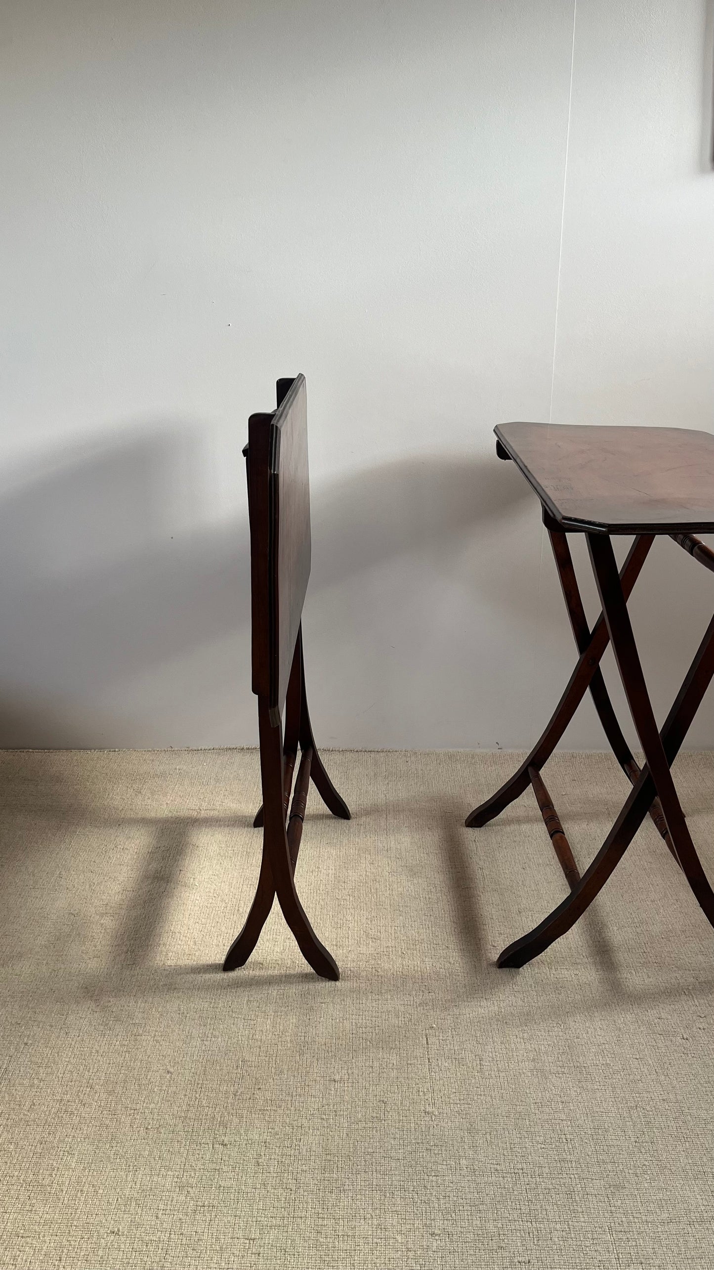 Pair of Edwardian Mahogany Folding Coaching Tables, c.1900