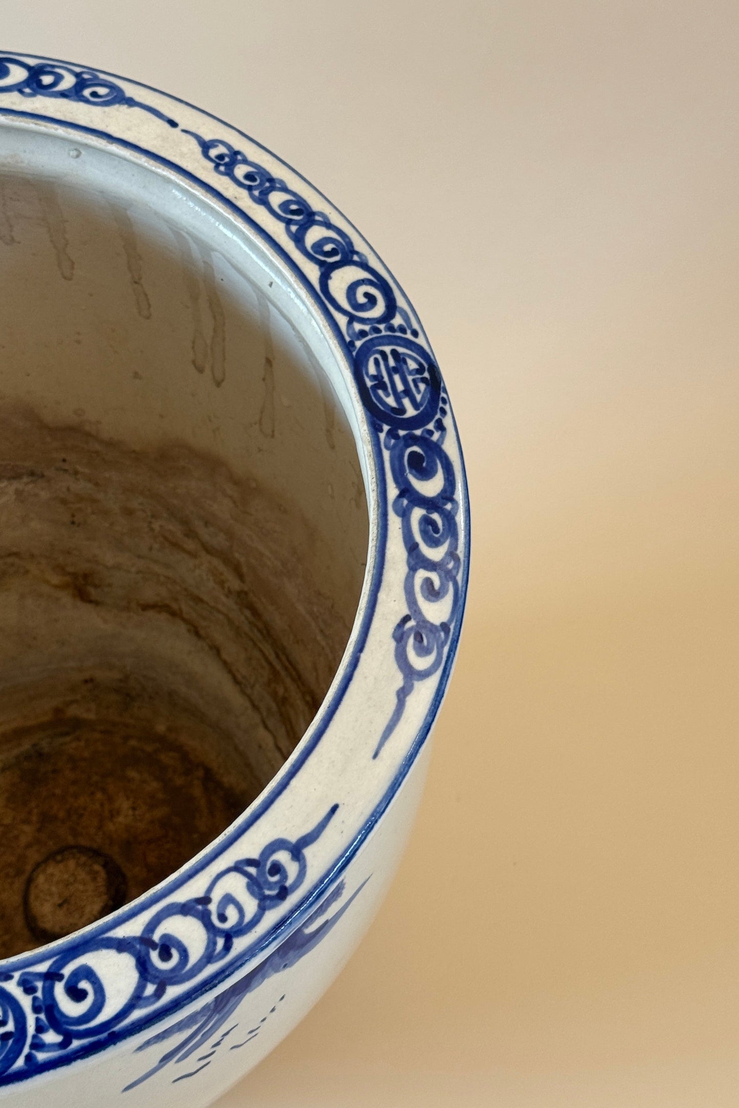 19th Century Chinese Blue & White Porcelain Jardinière
