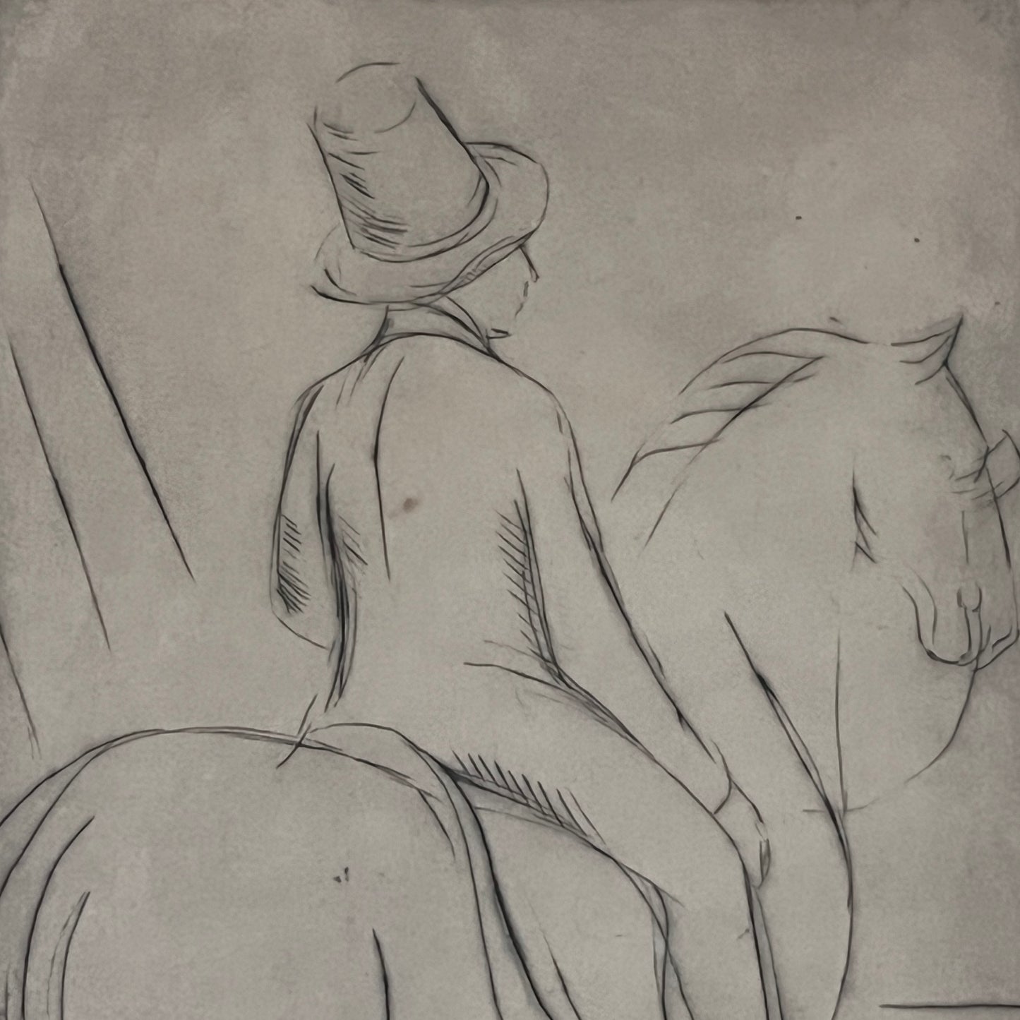 Swedish Etching "Rider" by Börje Sandelin (1926–1970)
