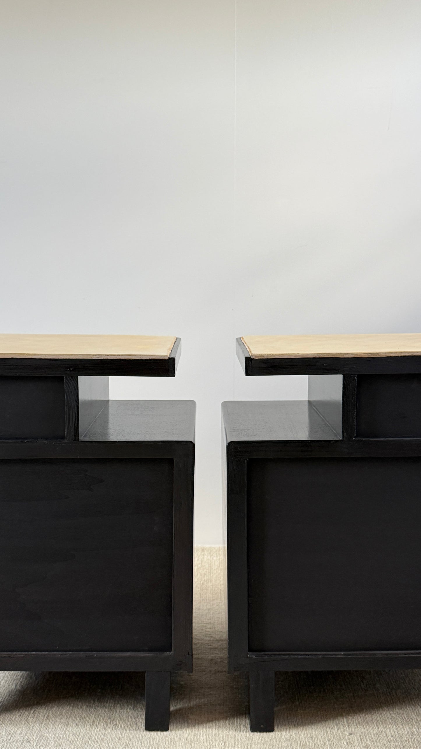 Italian Art Deco Parchment Bedside Tables, 1930s–40s