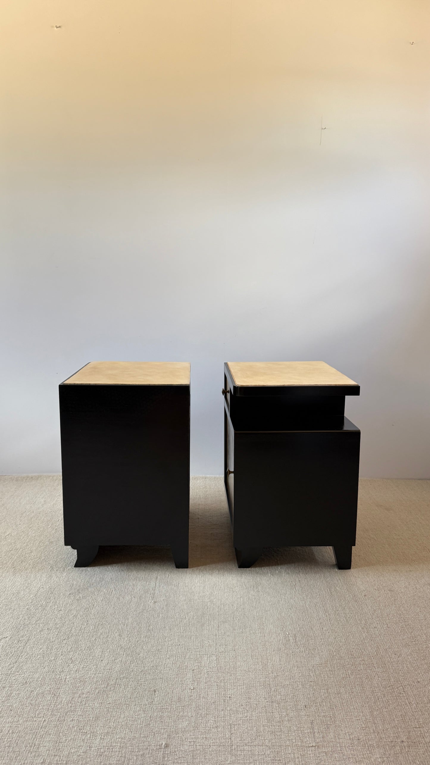 Italian Art Deco Parchment Bedside Tables, 1930s–40s