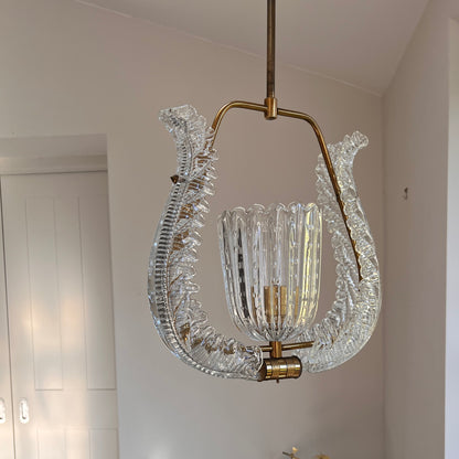 Mid-Century Murano Glass Pendant Light attr. Barovier & Toso